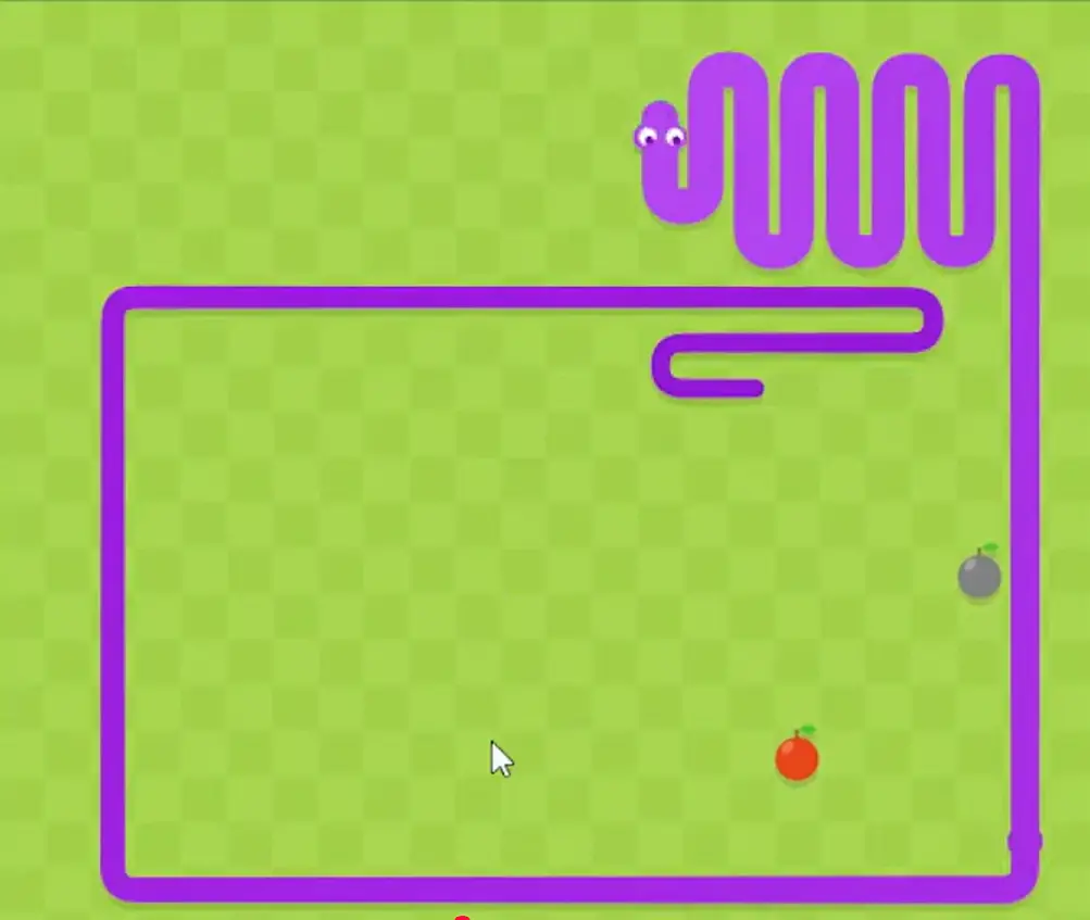 Google Snake con una serpiente muy larga mostrando la accesibilidad del juego