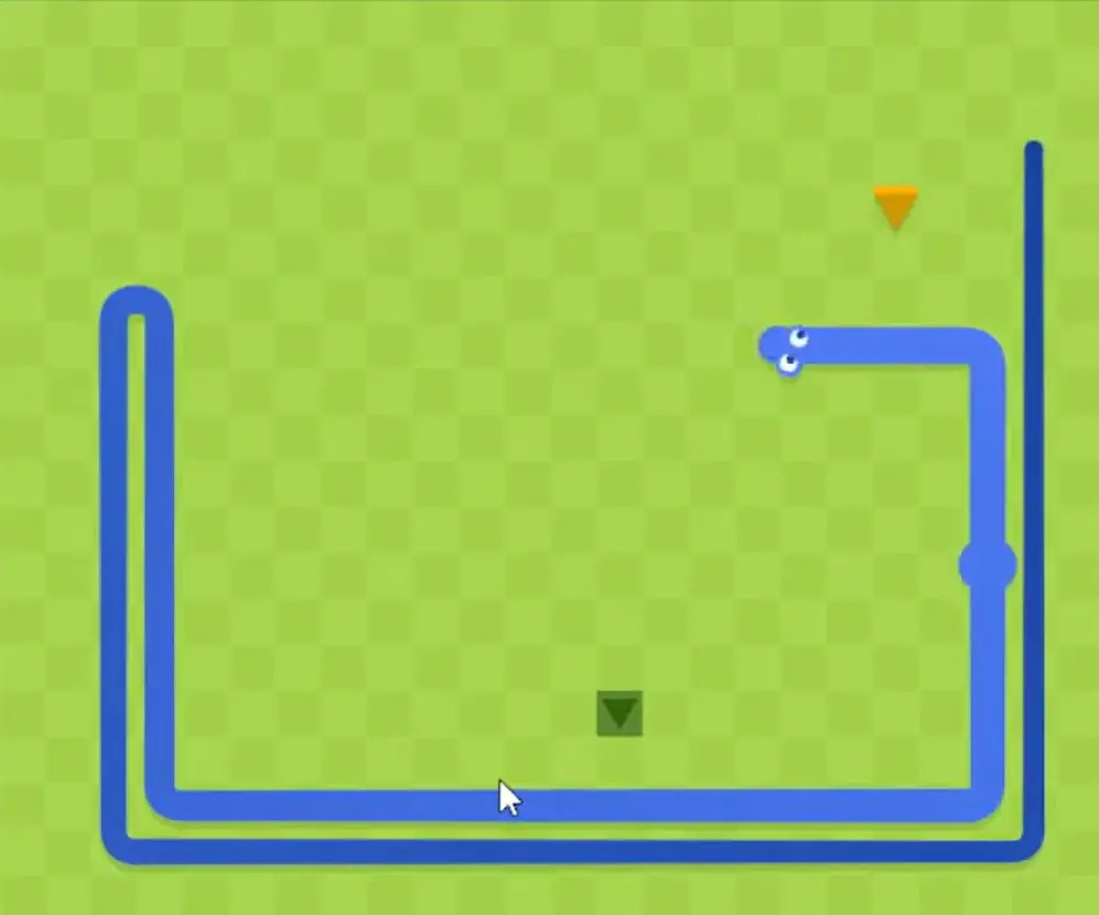 Pantalla de inicio de Google Snake mostrando el menú principal